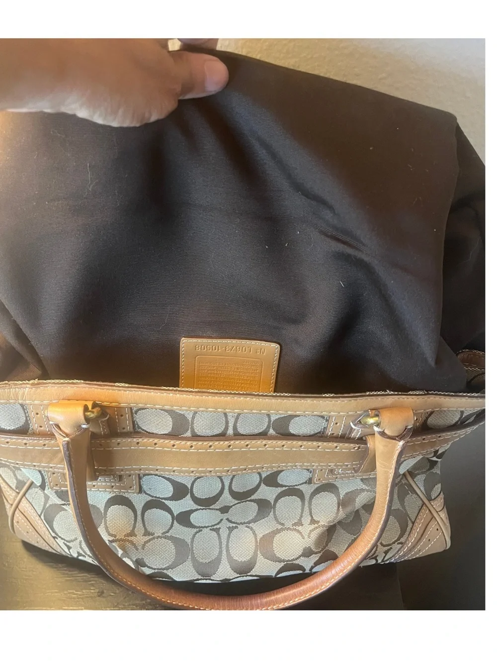 Coach Hampton Vintage Signature Canvas & Leather Shoulder Bag